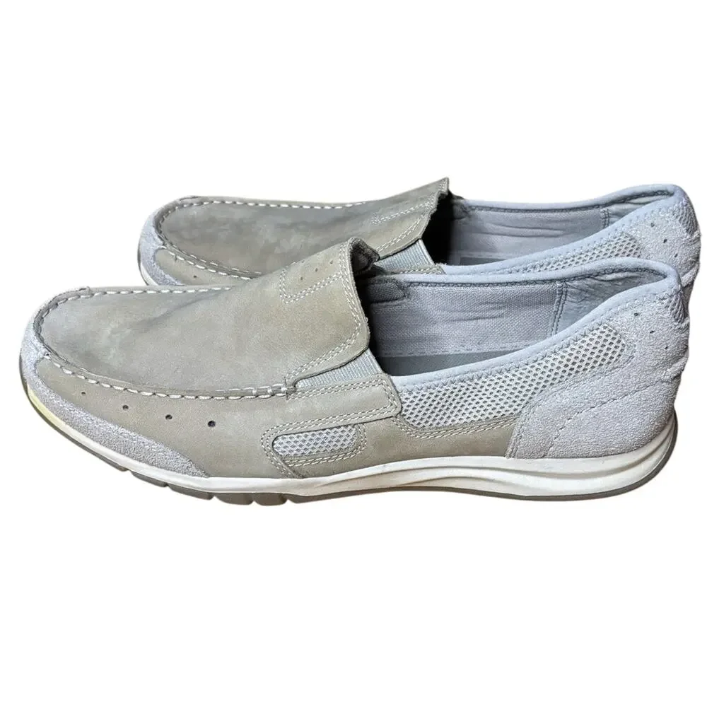 Clarks Armada Mens 11 M Beige Leather Casual Loafers Slip On Shoes Comfort